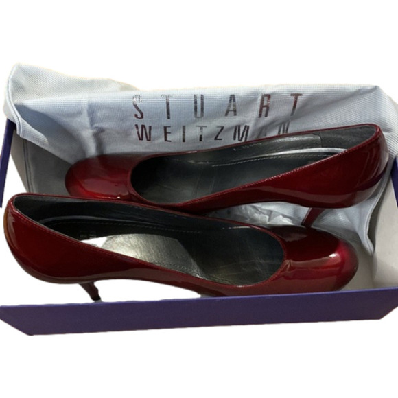 Stuart Weitzman Women’s Ruby Red Patent Leather Heels (Size  9.5 N) - Picture 1 of 11